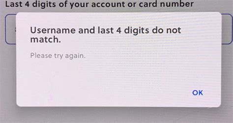 username and last 4 digits do not match bdo